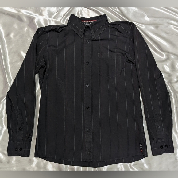 Vintage Quiksilver Men's Charcoal Gray Long Sleeve Collared Button Shirt Jacket - Picture 2 of 12